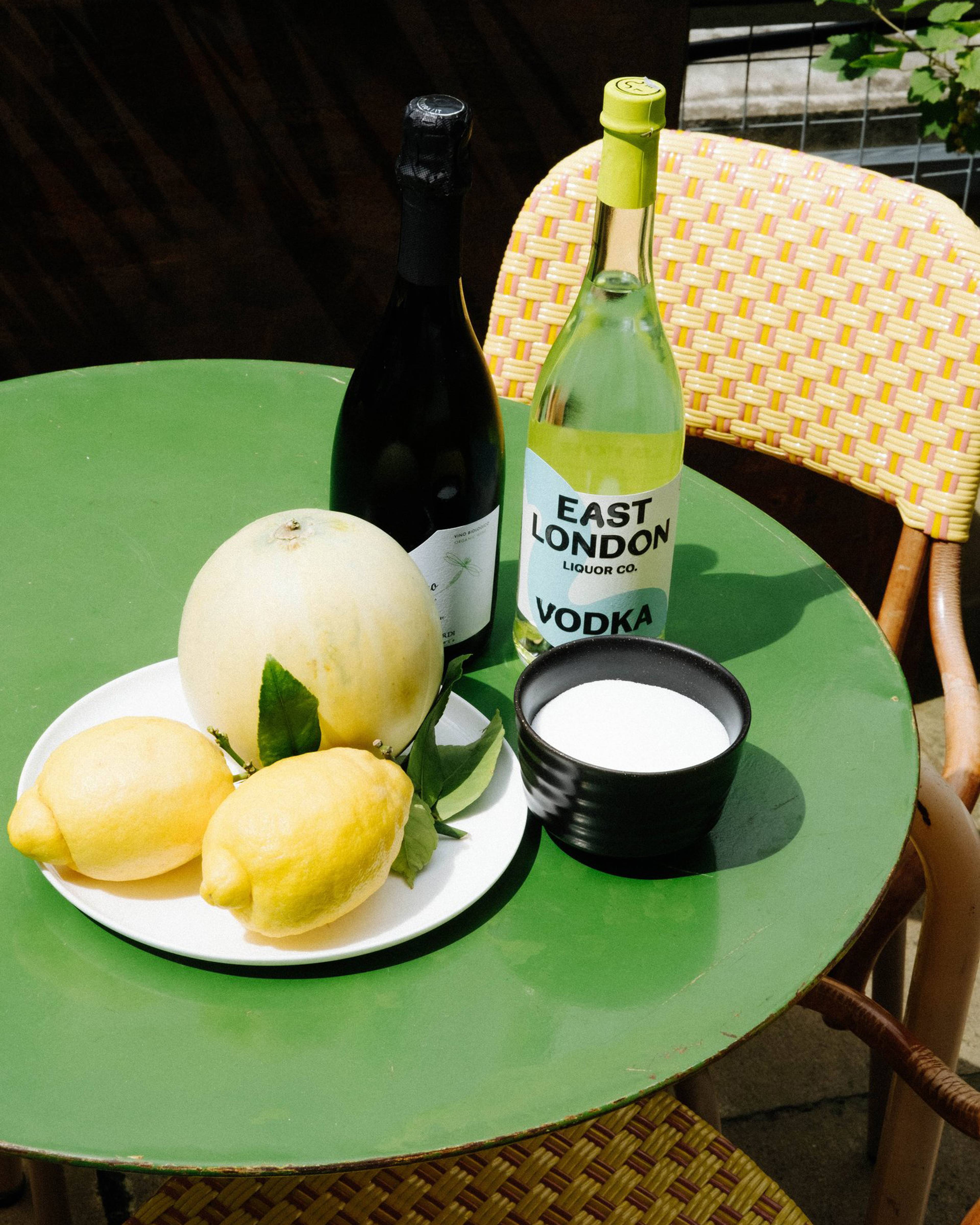 Sorbet ingredients laid out on the table