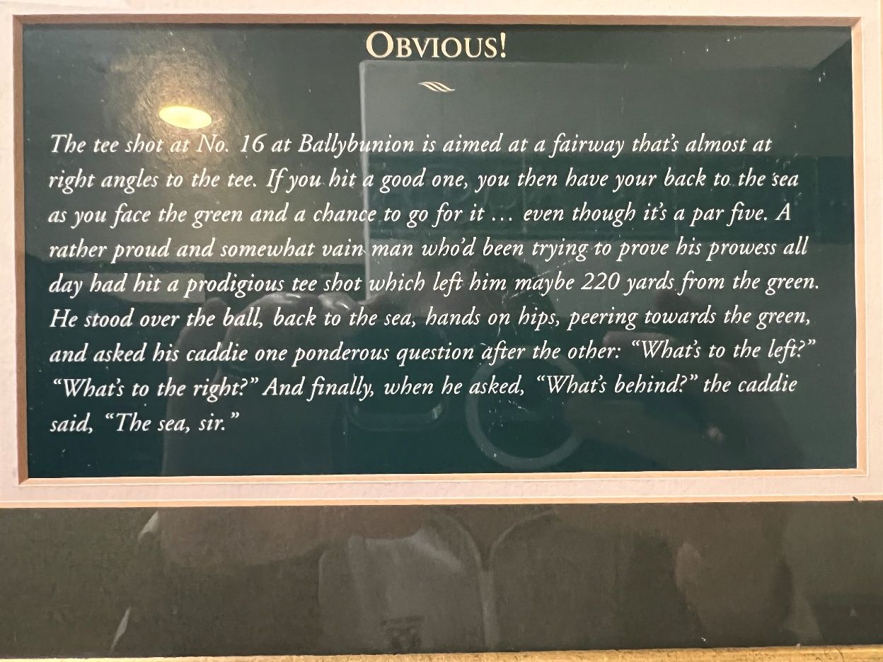 The classic banter between a golfer and his caddie on Windy Gap, #16