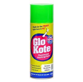 a can of glo kote fluorescent marking paint in green . a can of glo kote fluorescent marking paint in green .