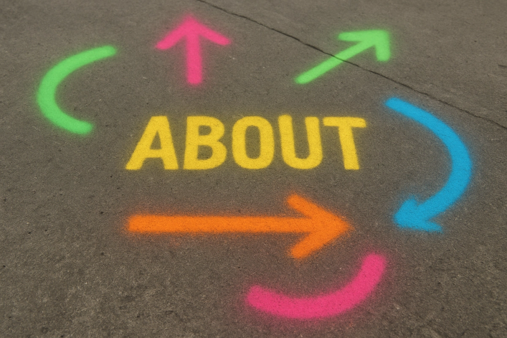 the word about is painted on the ground with arrows pointing in different directions the word about is painted on the ground with arrows pointing in different directions