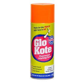 a can of glo kote fluorescent marking paint in orange . a can of glo kote fluorescent marking paint in orange .