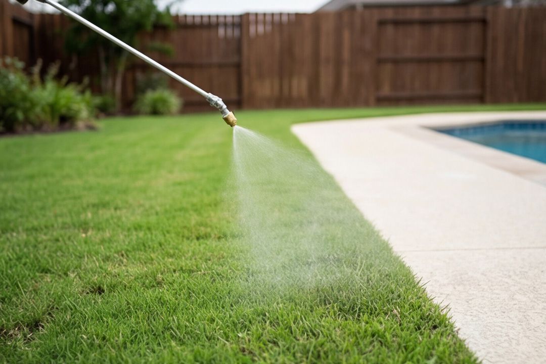 Brown patchy lawn showing signs of stress and dormancy before recovery