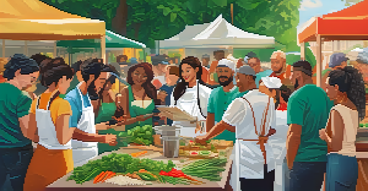 A cooking demonstration at a vegan festival, with a chef showcasing techniques and attendees engaged in learning about plant-based nutrition.