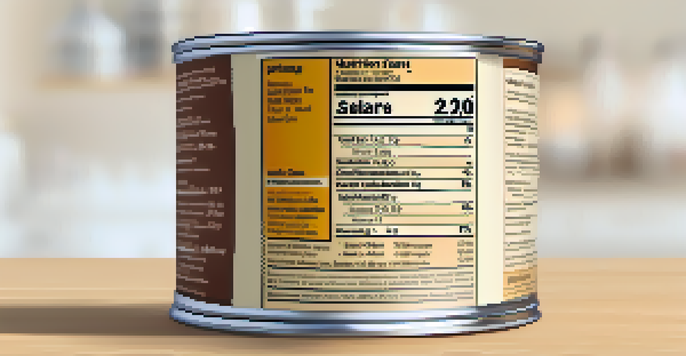 A close-up view of a nutrition label on a vegan food package, highlighting the serving size and nutrient details.