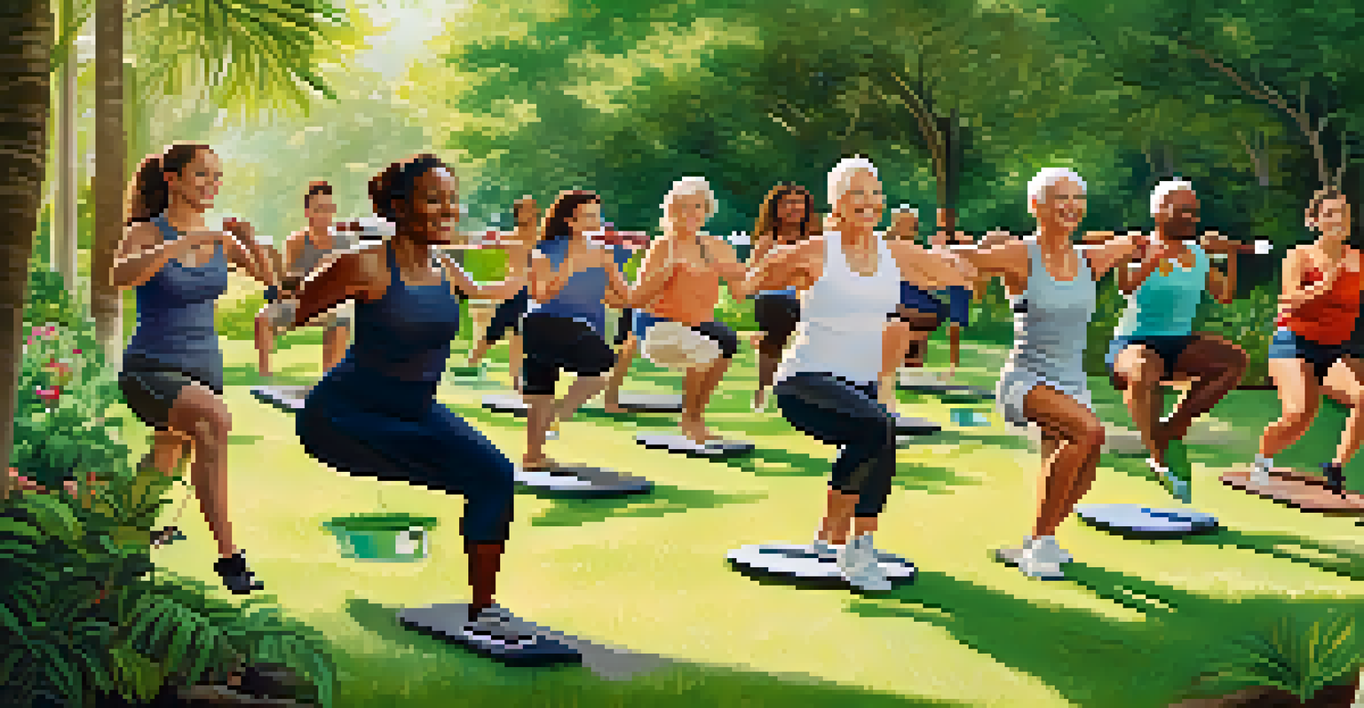 A diverse group of people exercising outdoors, highlighting the connection between physical activity and bone health.