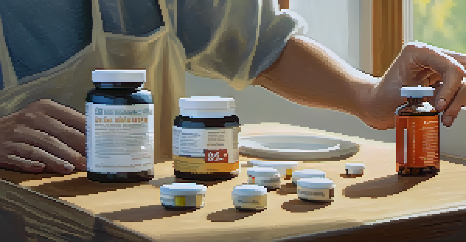 A person measuring vitamin B12 supplements in a bright kitchen, with sunlight streaming through the window.