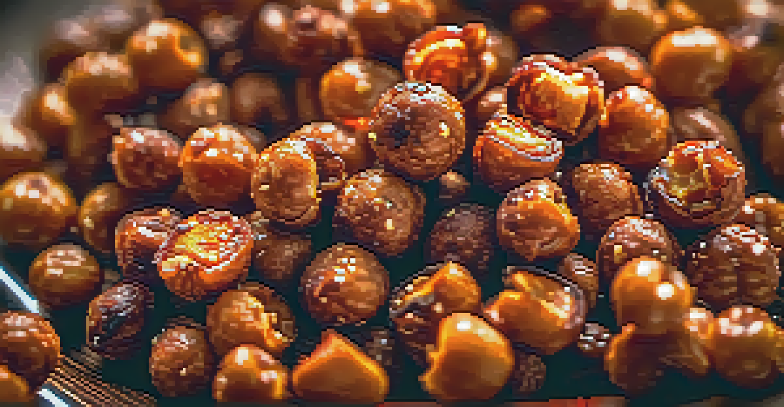A rustic wooden bowl filled with roasted chickpeas seasoned with spices, showcasing their crunchy texture.