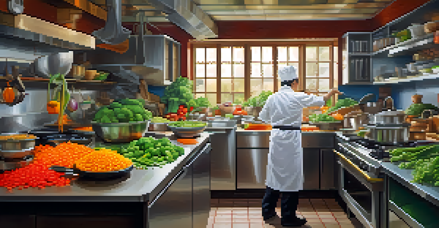 A chef cooking a colorful vegetable and tofu stir-fry in a sunlit kitchen, with steam rising from a wok.