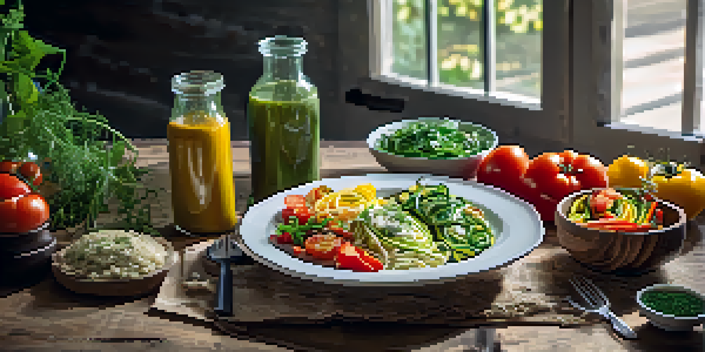 A gourmet vegan meal kit displayed on a wooden table with fresh vegetables and a recipe card.