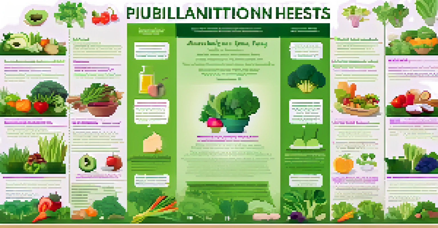 An infographic showcasing the benefits of plant-based diets, with icons for nutrition, sustainability, and health on a soft green background.