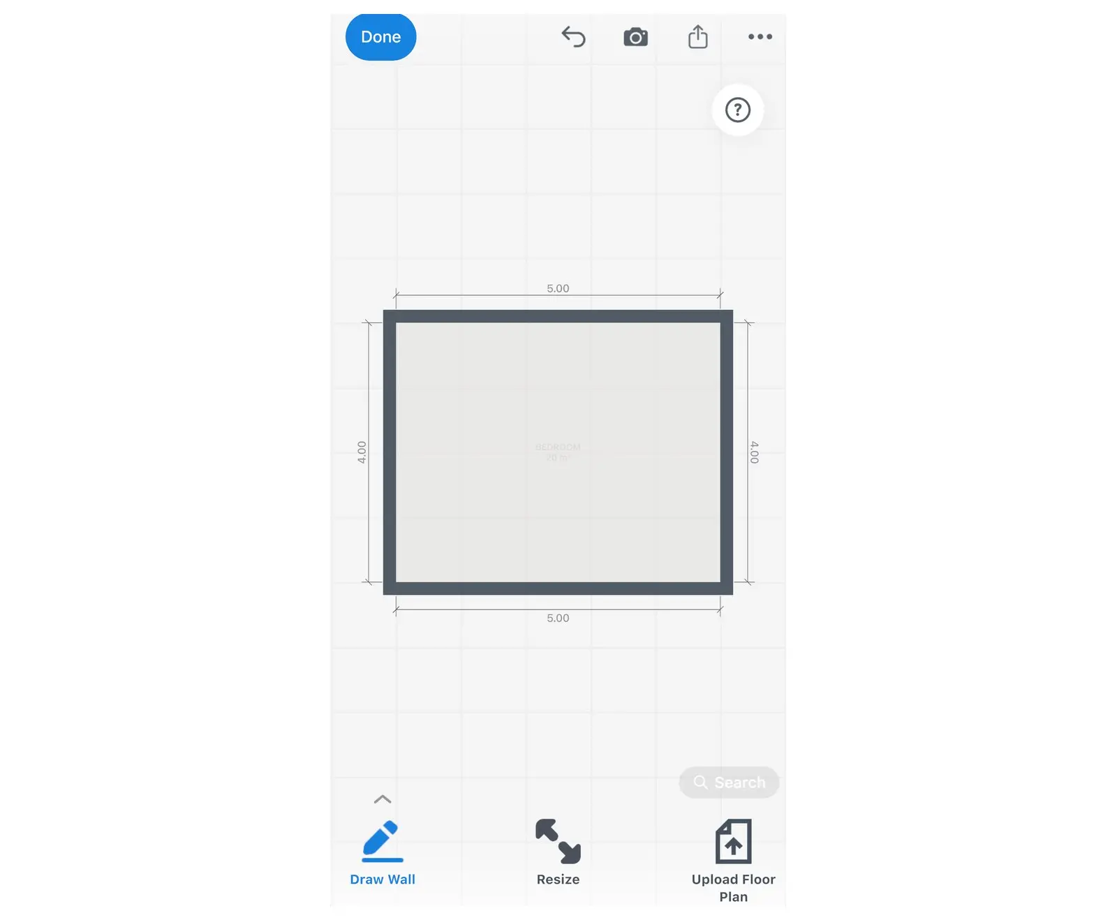 Home Planner 2D floor plan in Edit Walls with the Draw Wall button at the bottom left
