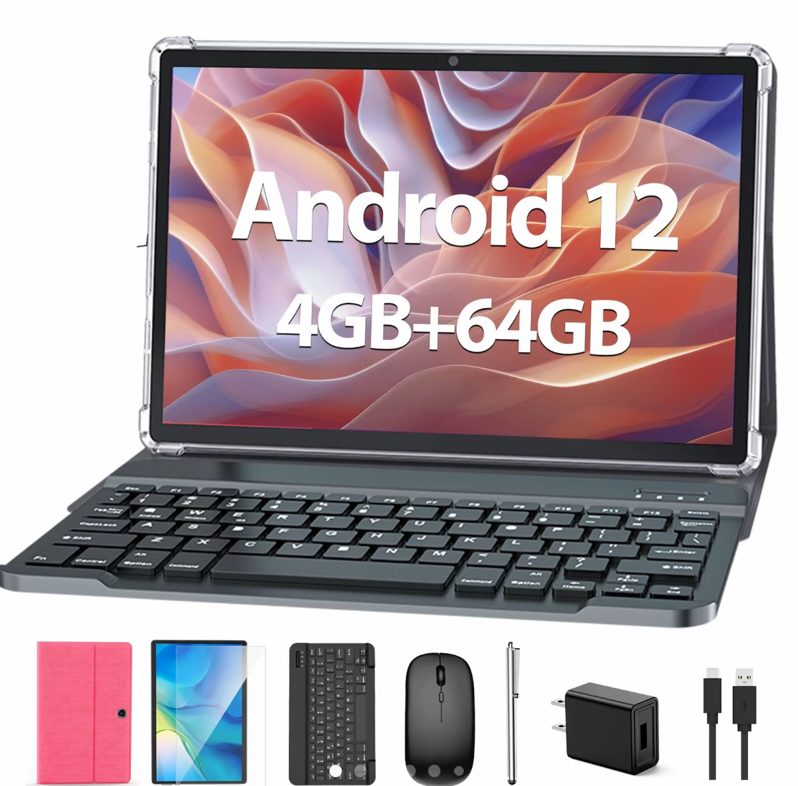 Holiday Haul PYNAREL Tablet 10.1 Inch Android 12, 2 in 1 Tablet with Keyboard