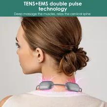 Micro-current Cervical Spine Massager Electric Neck Massager TENS+EMS Portable Hot Compress Shoulder and Neck Massager