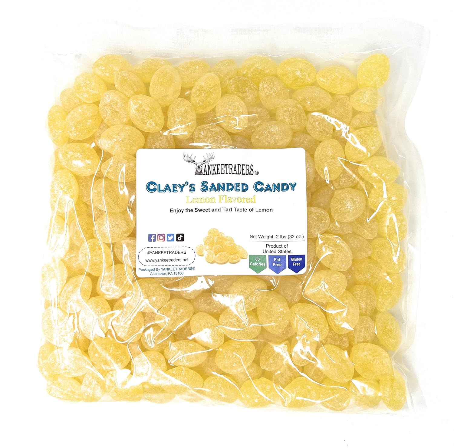 Candy Drop Claeys Lemon Sanded Candy, 2 Pounds