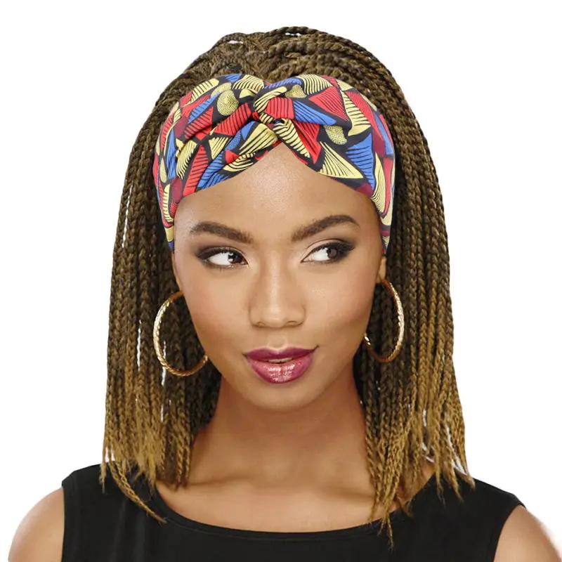 African Pattern Print Headband for Women Twist Style Hair Band Wrap Head wear 