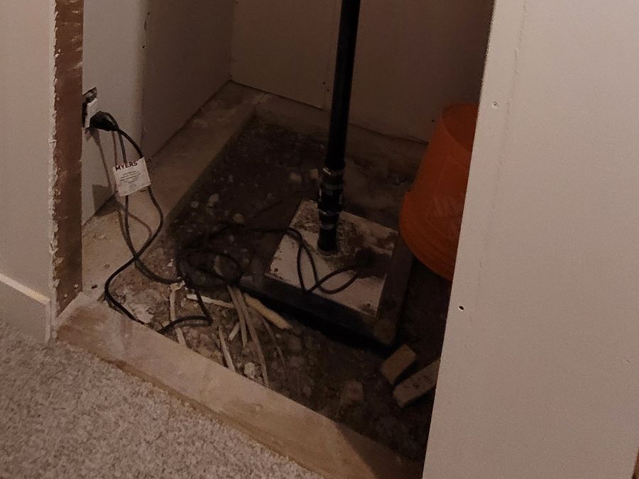 Sump Pump - Concrete encasement - before