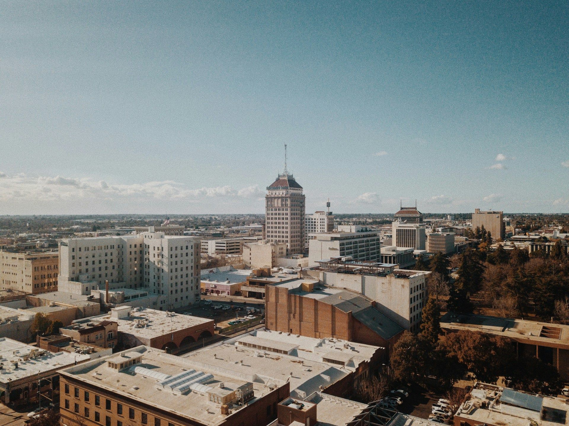 A photo of the skyline in Fresno