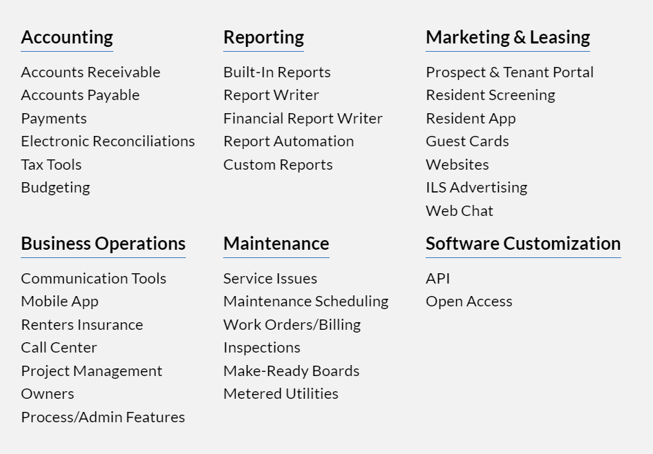 Rent Manager Features