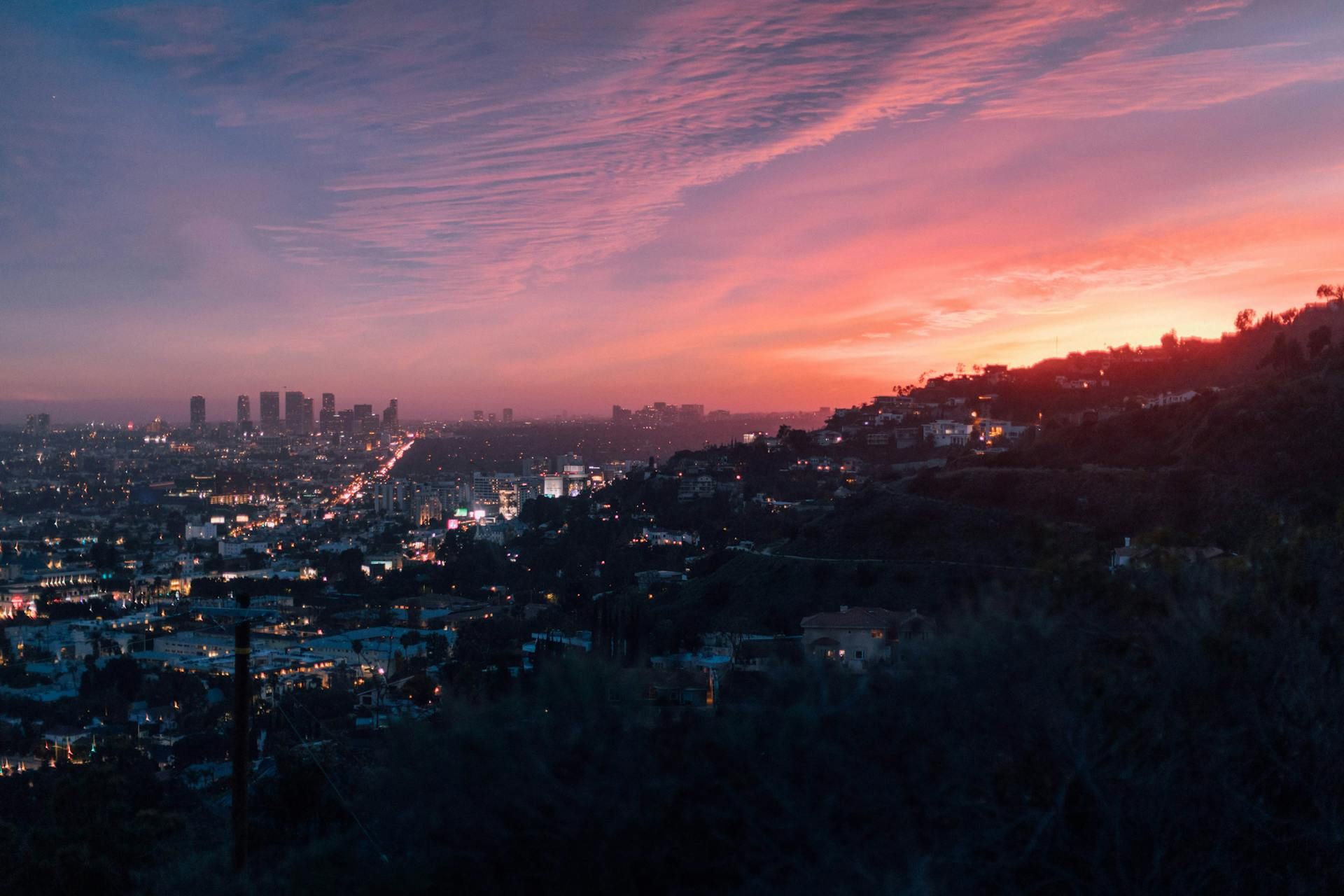 Los Angeles City Near Mountain During Golden Hour