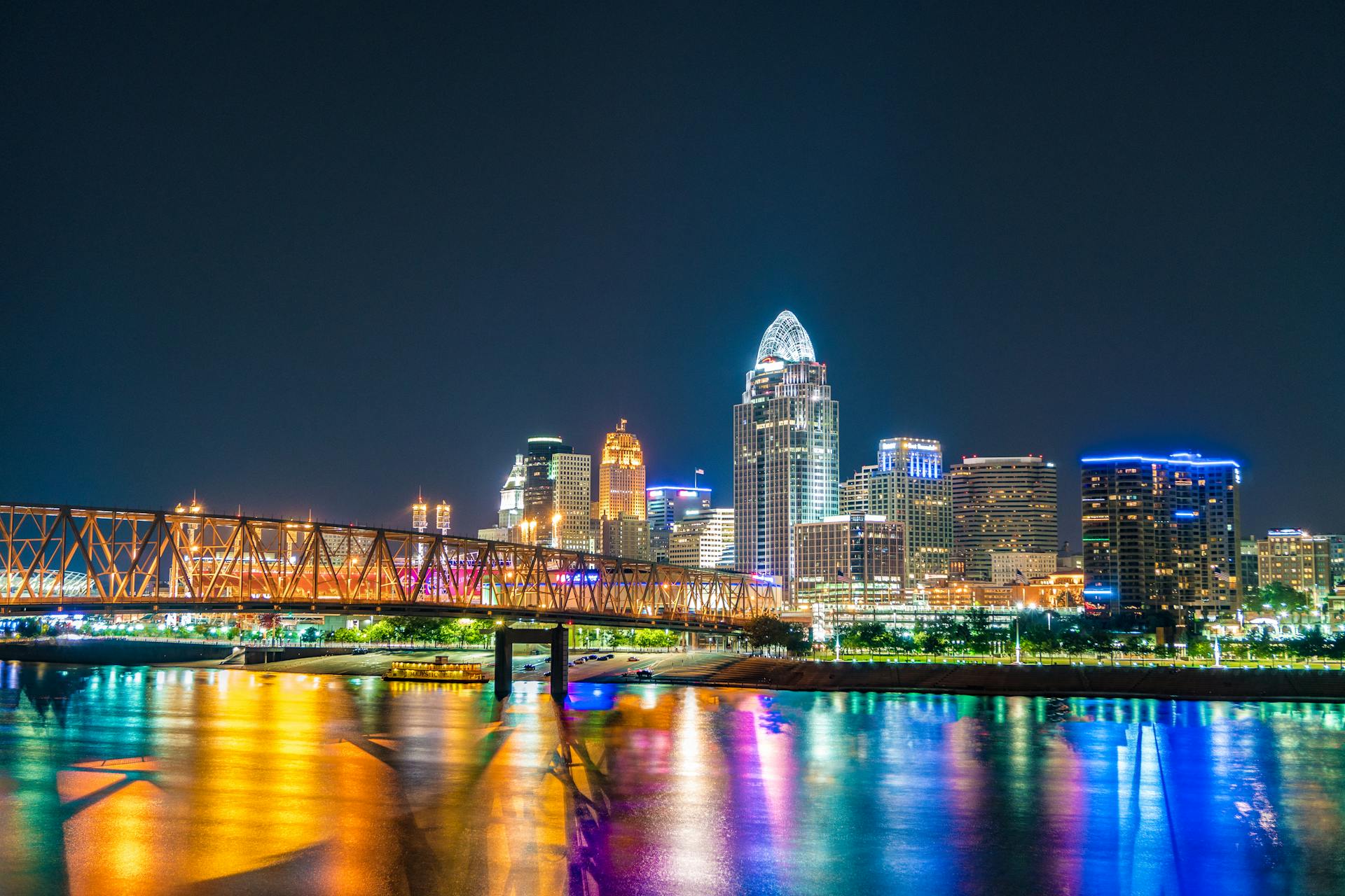 Photo of Lighted Buildings Near River in Cincinnati