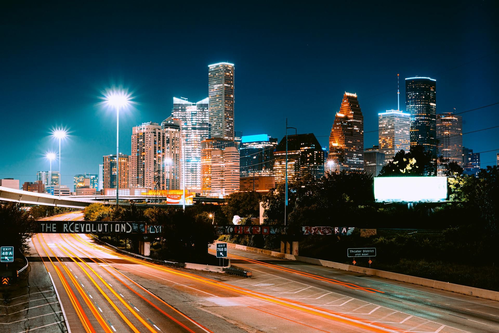 Empty Streets in Houston at Night