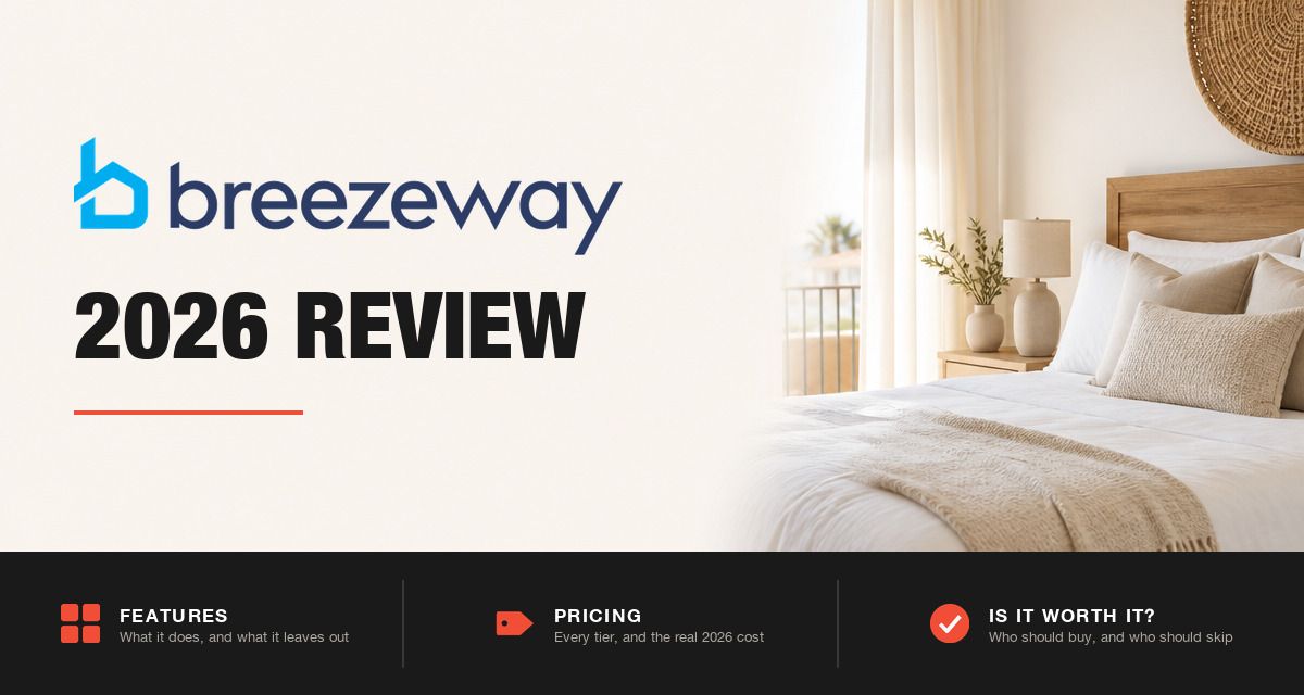 Breezeway 2026 review hero image: Breezeway branding beside a freshly made rental bed