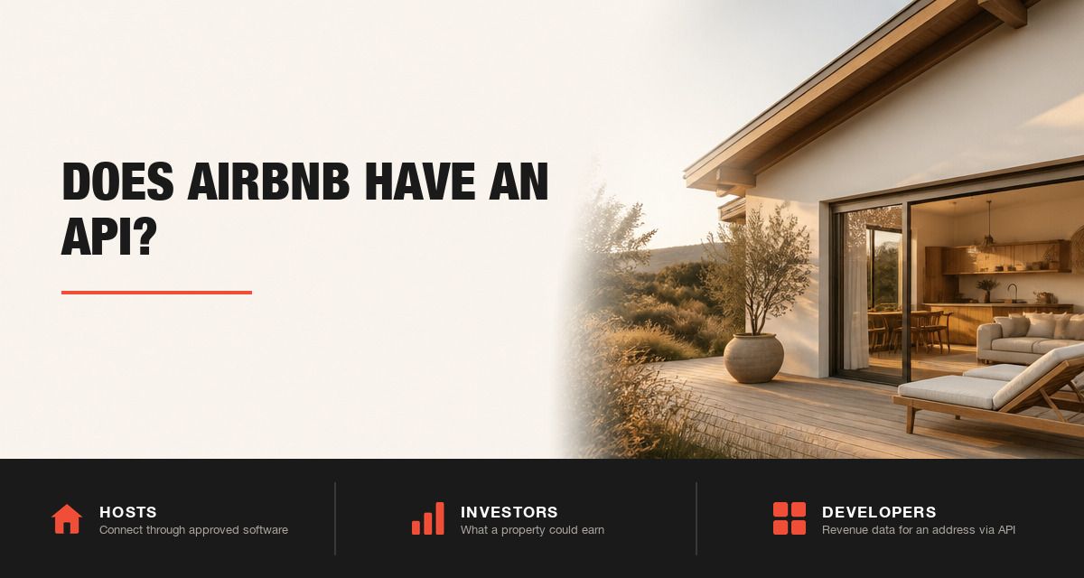 Modern rental home at golden hour, beside the title Does Airbnb Have an API?