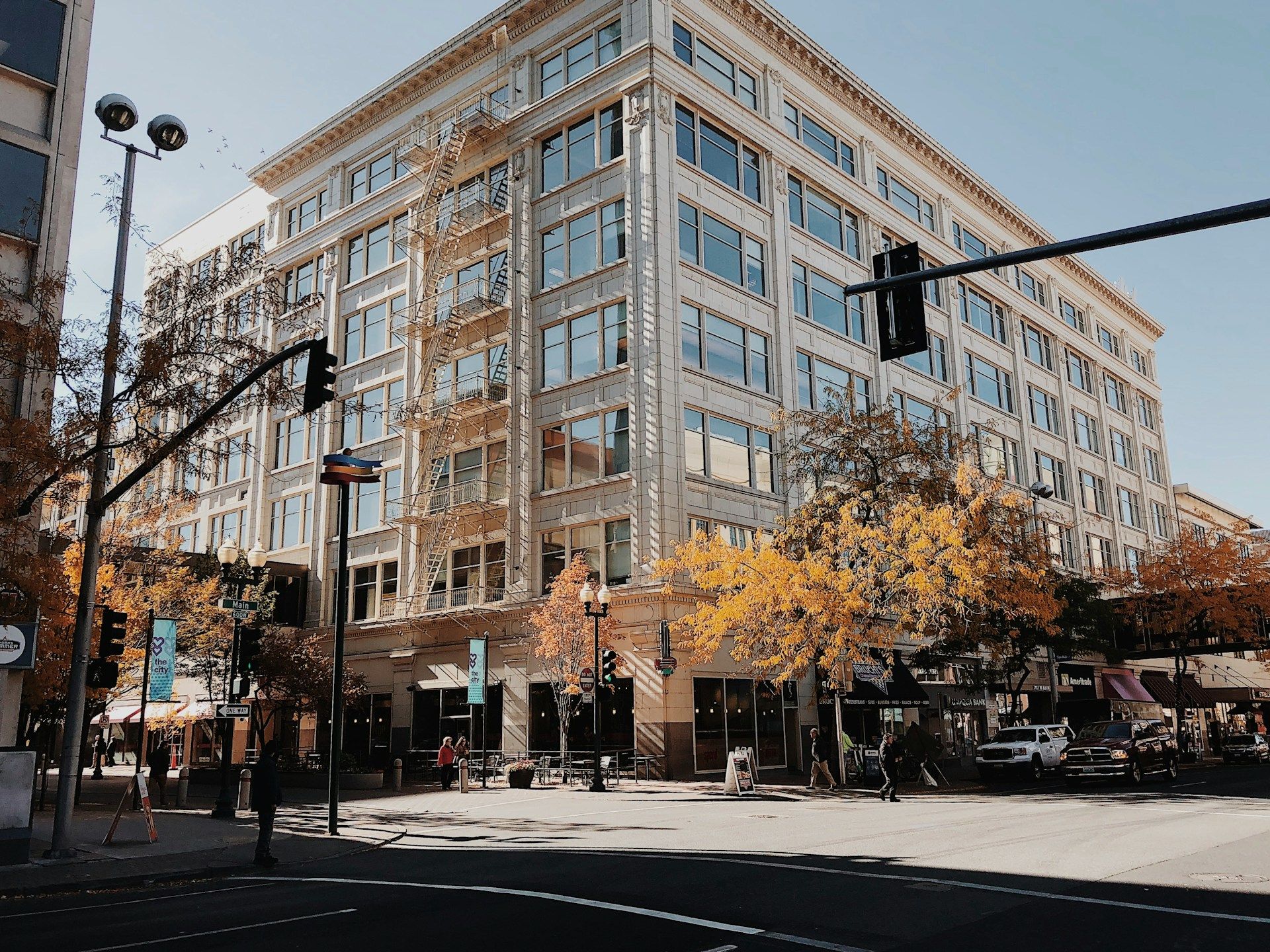 Downtown in Spokane Washington during the fall.