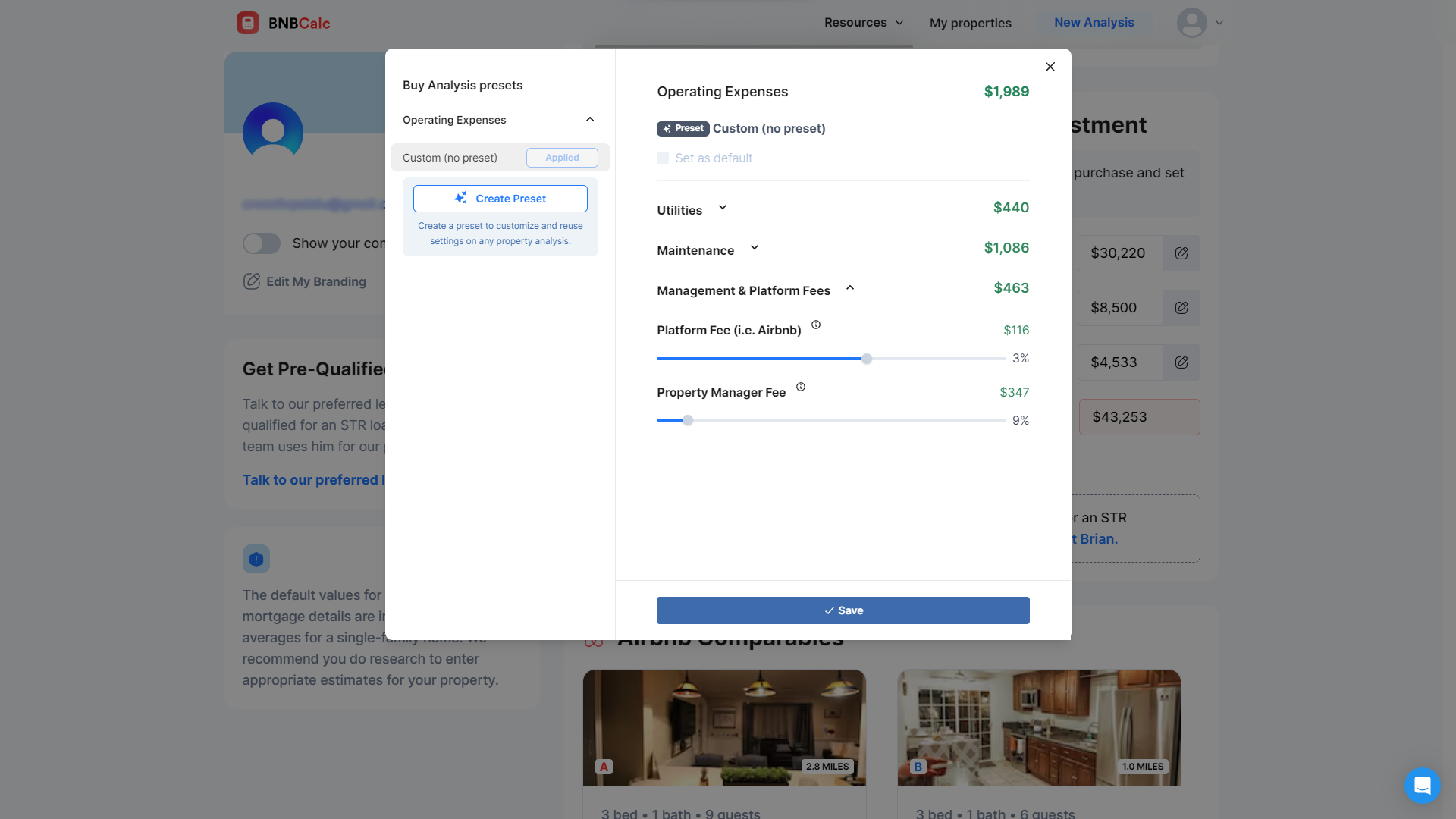 Using the BNBCalc tool to calculate monthly revenue