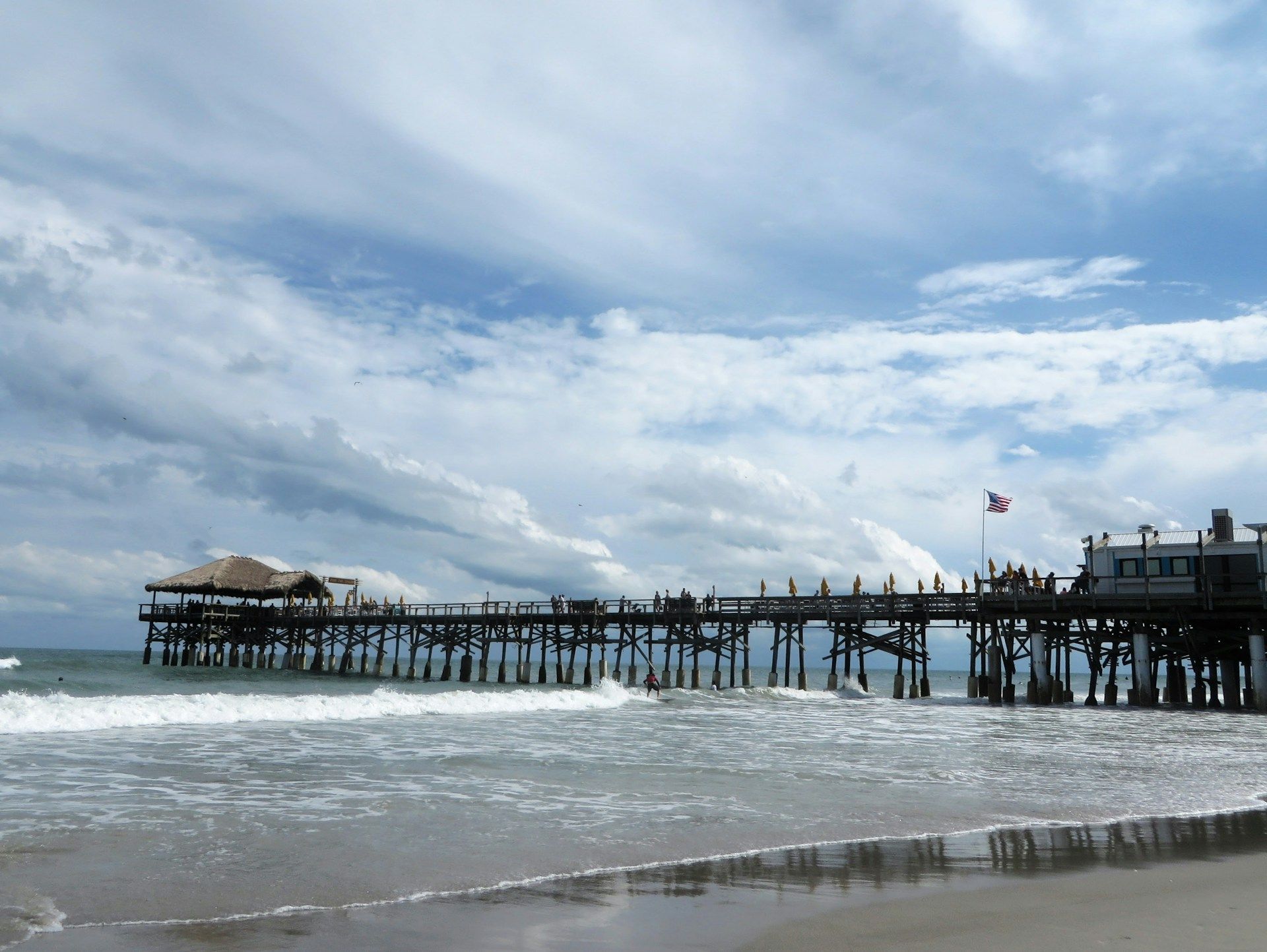 A wooden dock in Cocoa Beach, FL, USA