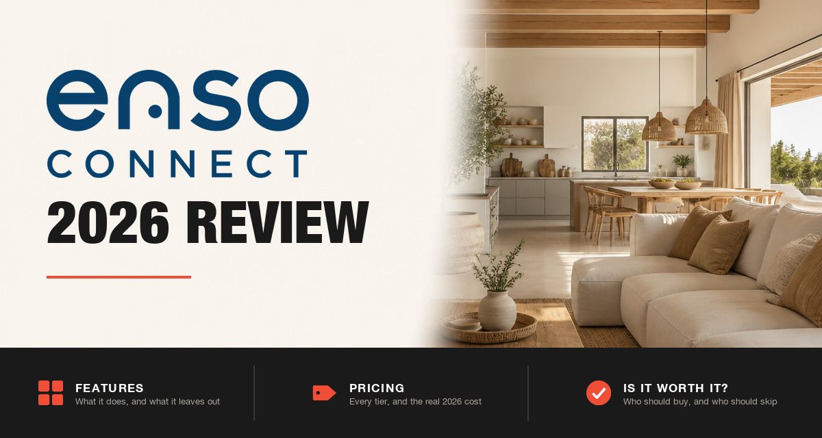 Enso Connect 2026 review hero image: Enso Connect branding beside a sunlit rental living space