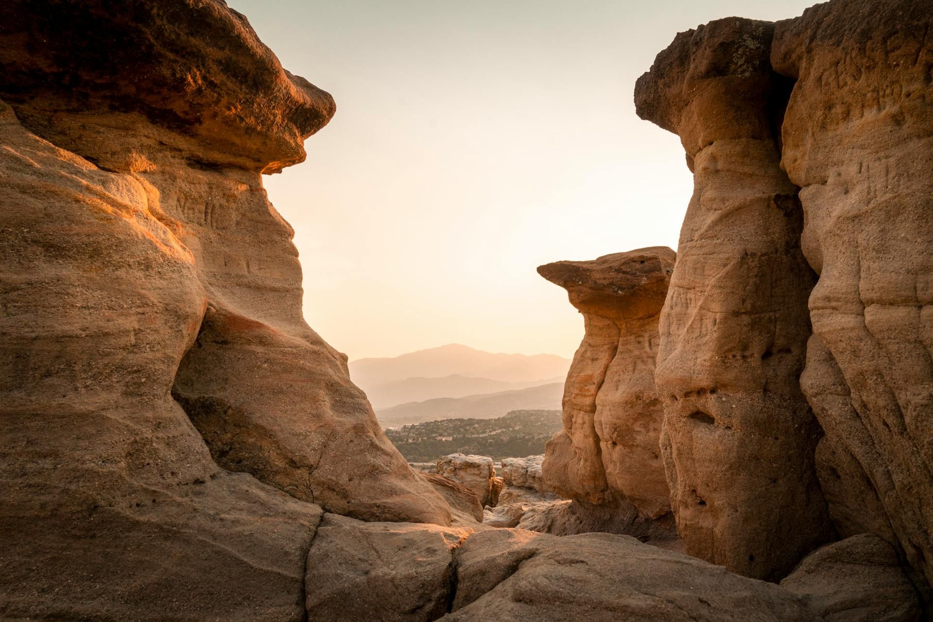 Brown Geological Formations at Pulpit Rock in Colorado Springs, Colorado, United States