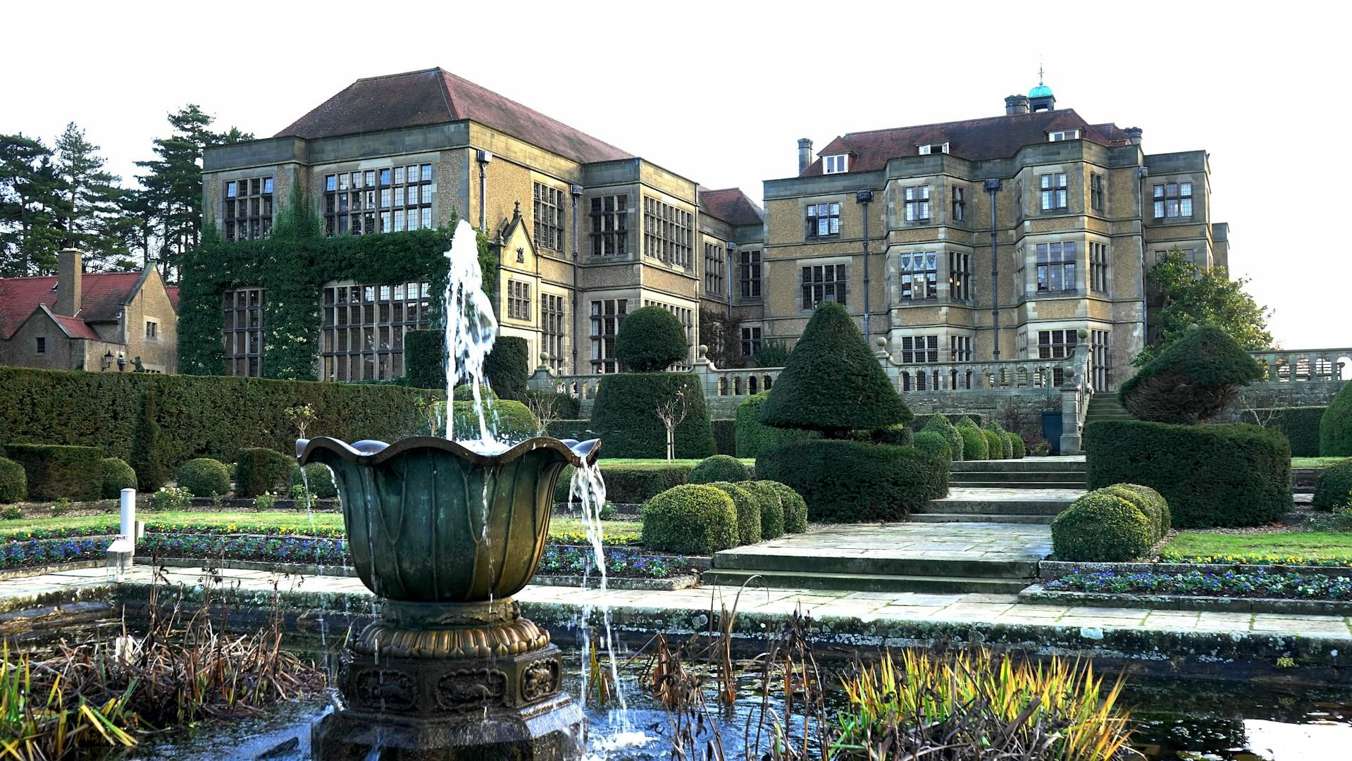 Mansion with an Outdoor Fountain