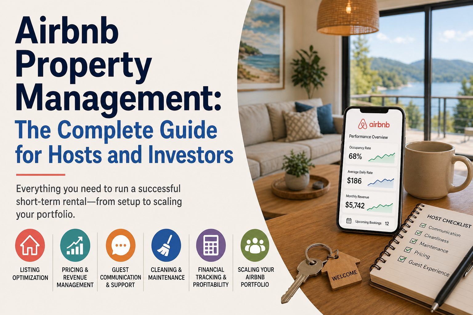 Airbnb property management guide for hosts and STR investors: listing optimization, revenue, and scaling