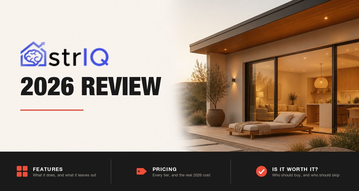 strIQ logo beside a contemporary short-term rental home at dusk, strIQ 2026 review