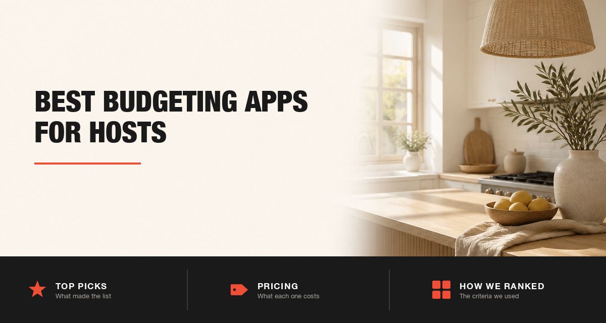 Best budgeting apps for short-term rental hosts, beside a bright rental kitchen