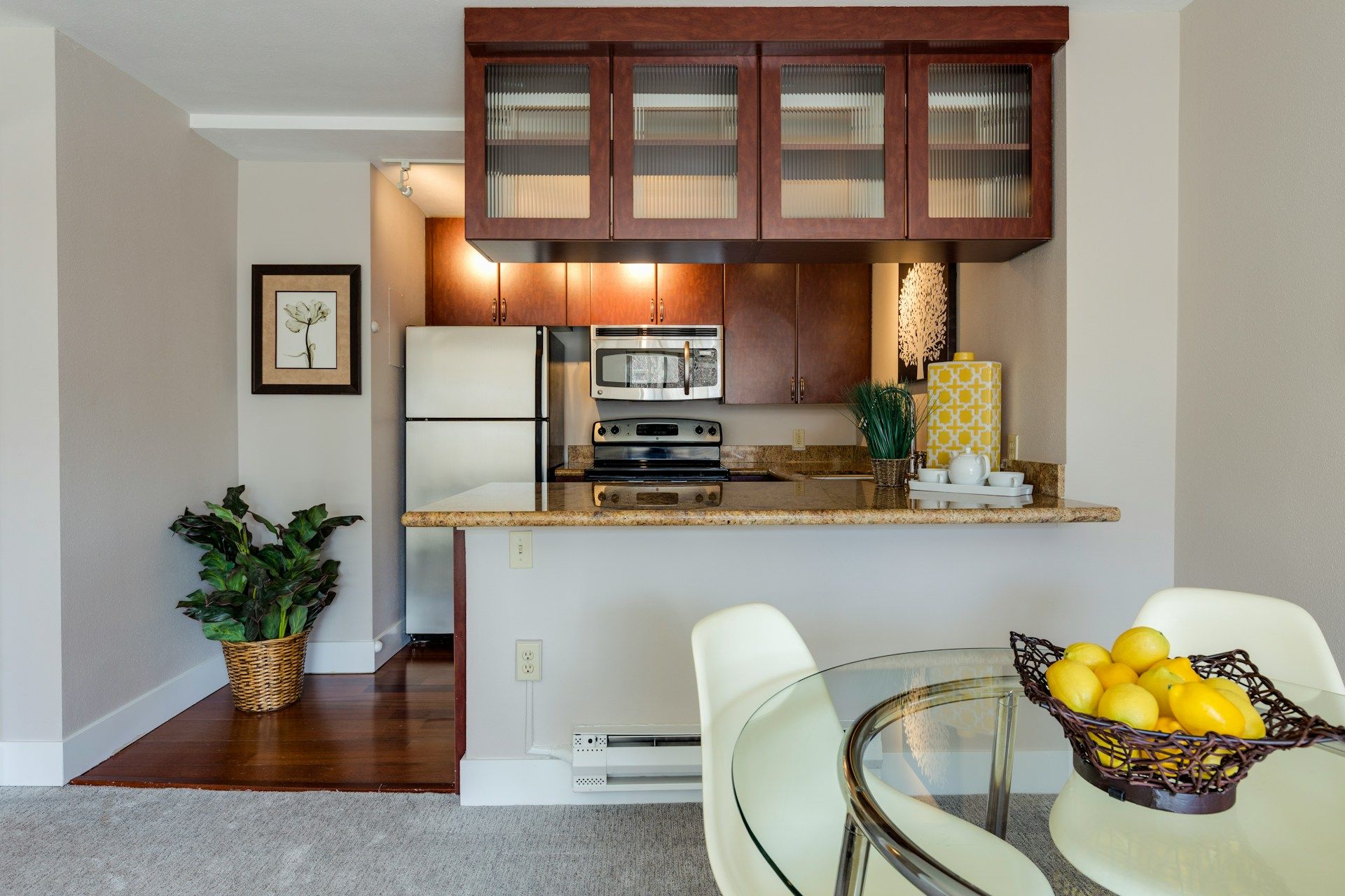 small room with countertop