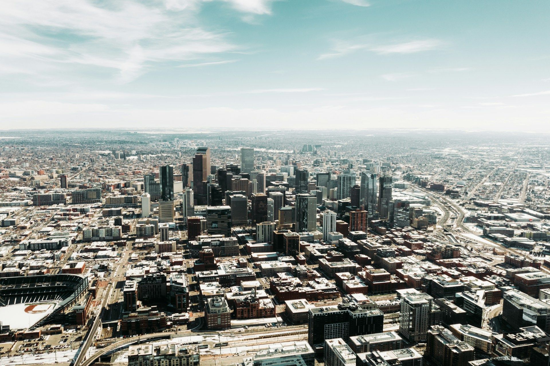 An aeriel view of the city of Denver