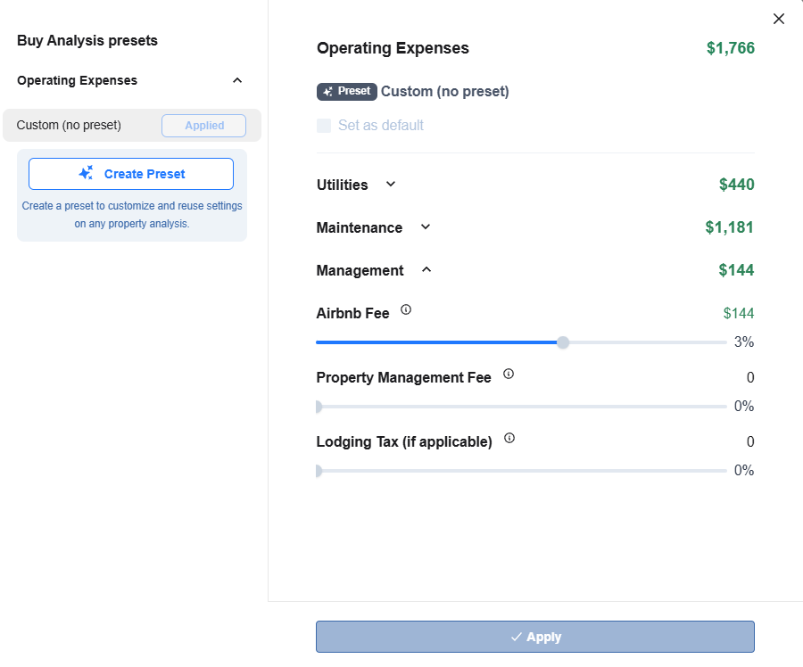 A sample computation of a rental's operating expenses without a property manager