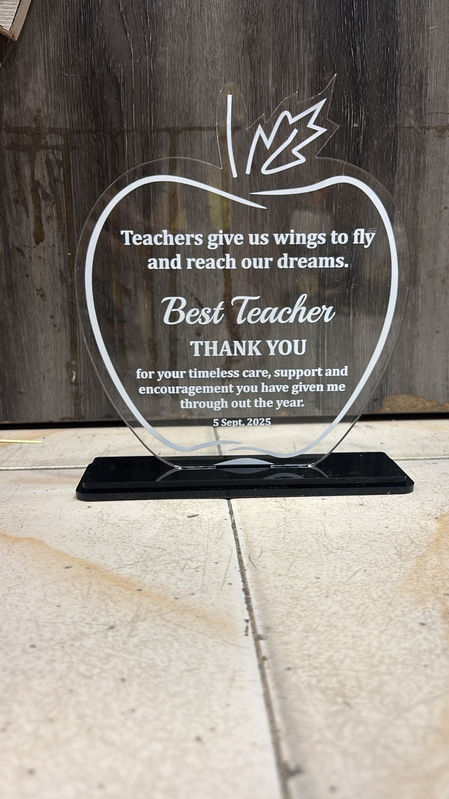 Acrylic Apple Teacher Award