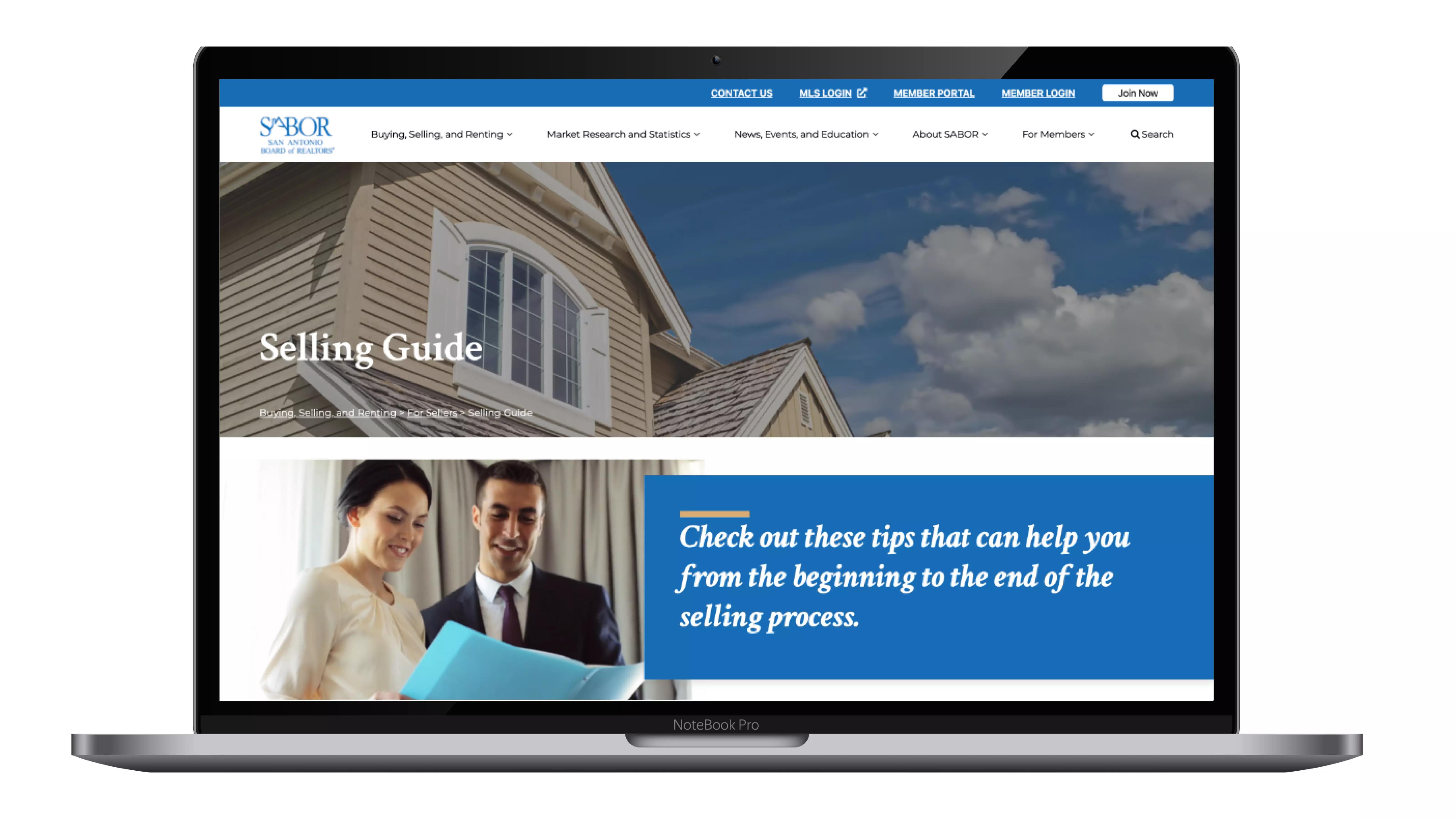 SABOR website on laptop