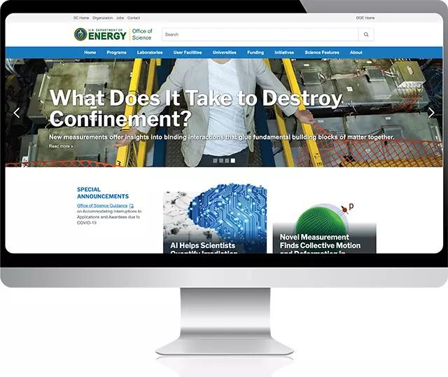 DOE website on desktop