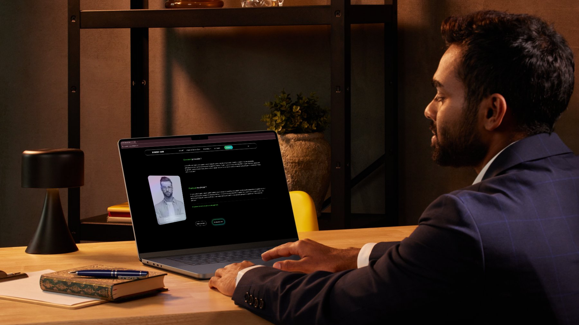 Photo qui montre un utilisateur utilisant sur son ordinateur le site internet de Screen Com fait par pixeli web