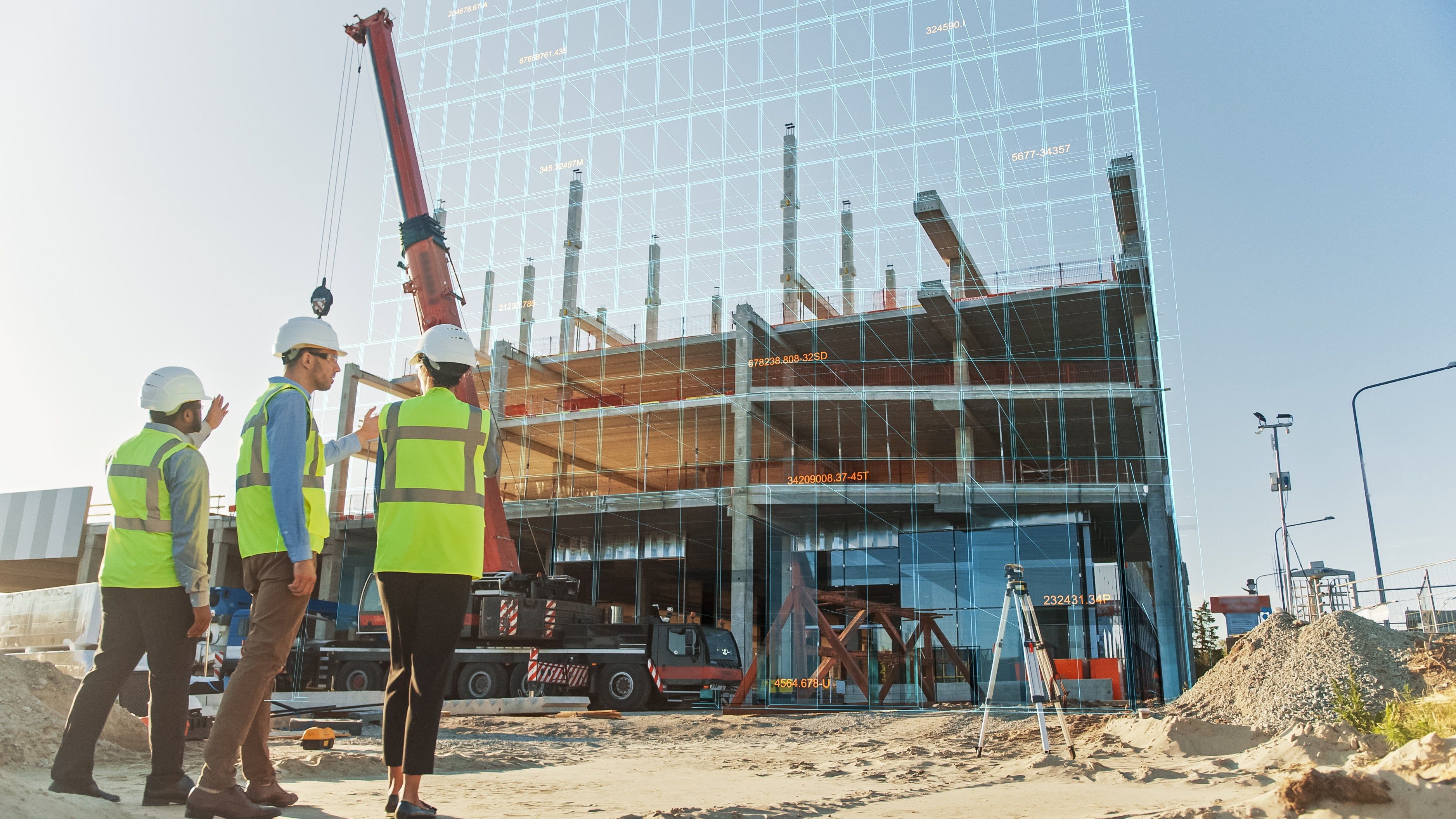 Construction workers using VR simulations for planning onsite