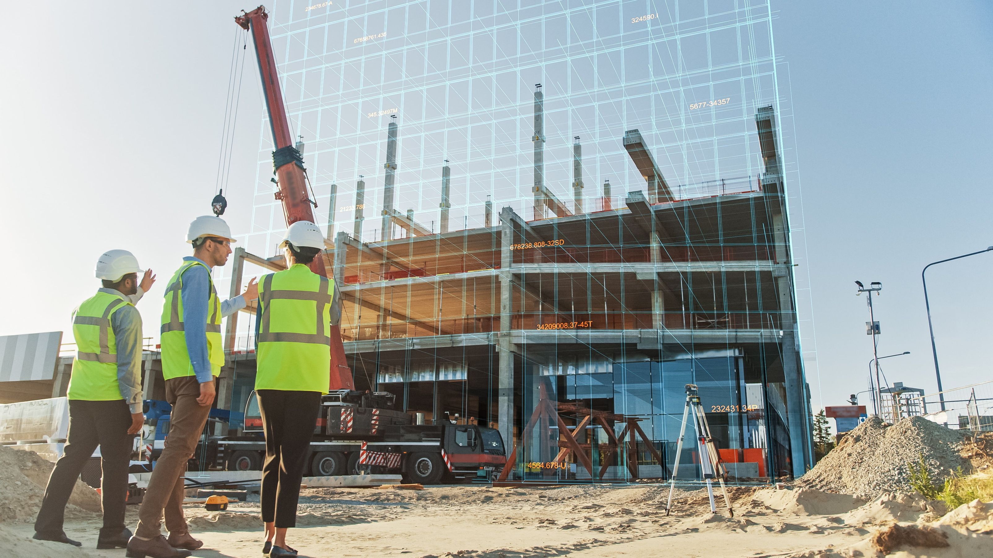 Construction workers using VR simulations for planning onsite