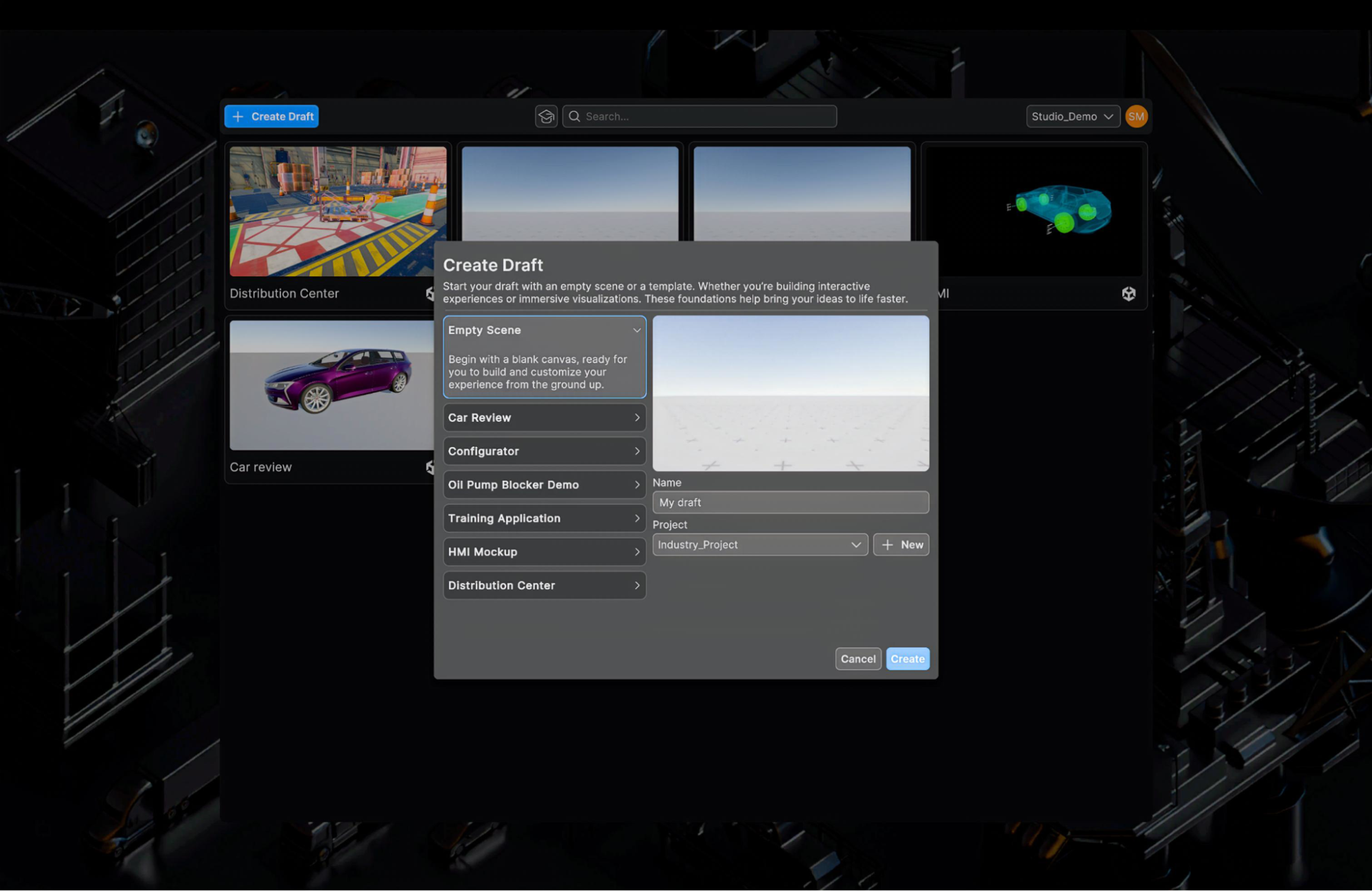 Unity Studio_빈 씬 또는 템플릿_비코더를 위한 실시간 3D 가이드