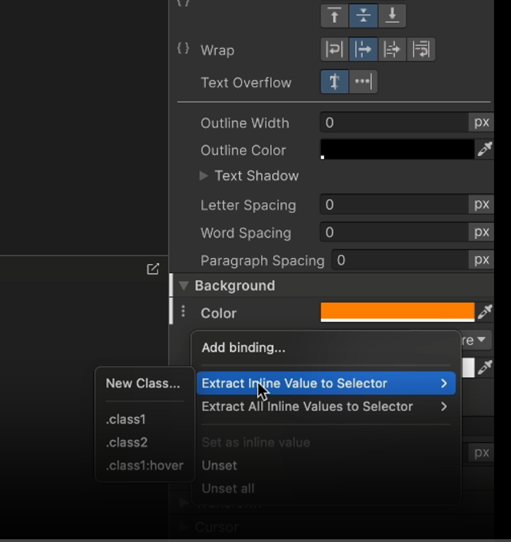 Extracting an inline style value to an existing selector