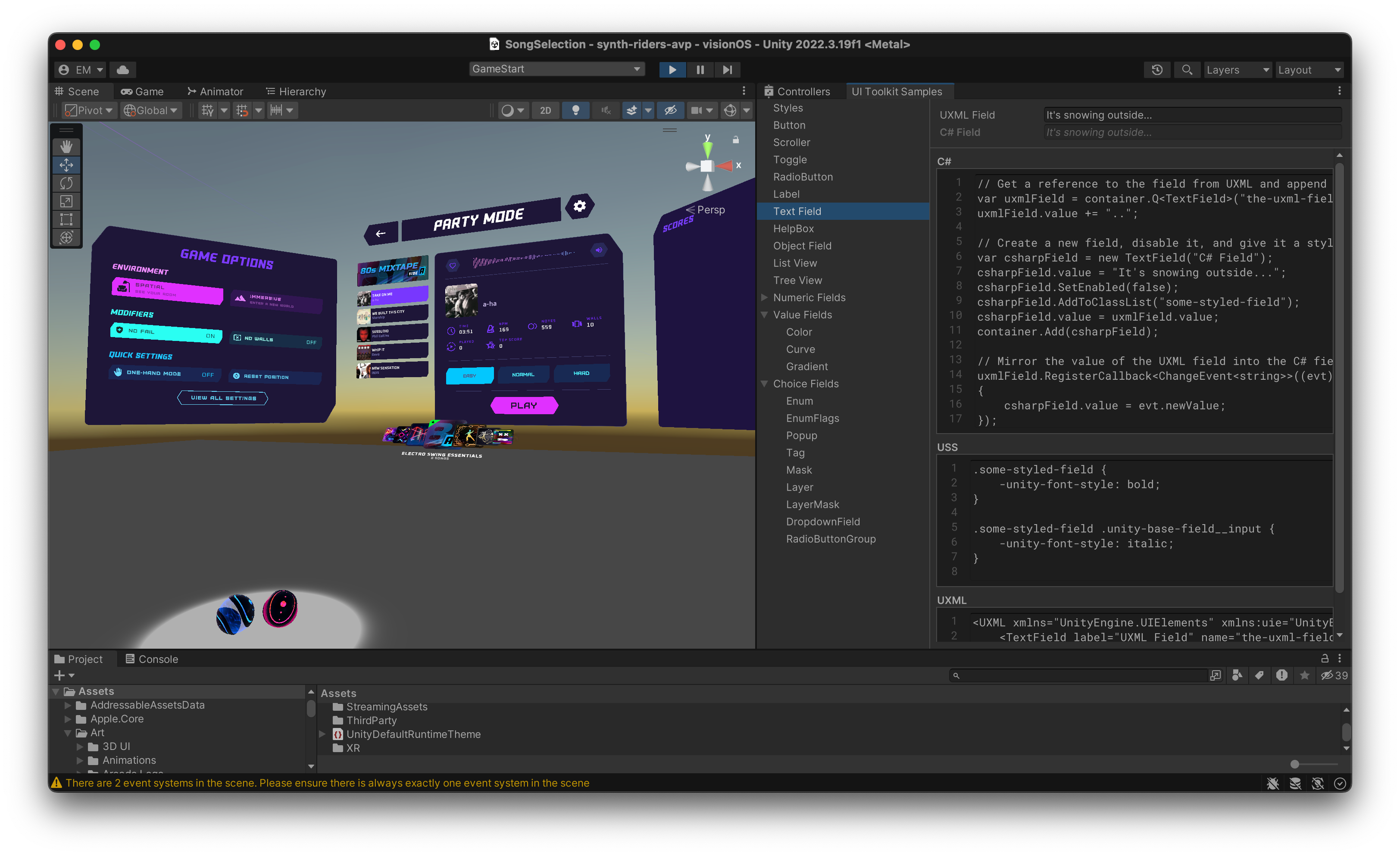 In-Editor shot of the Kluge Interactive team working on the party mode UI