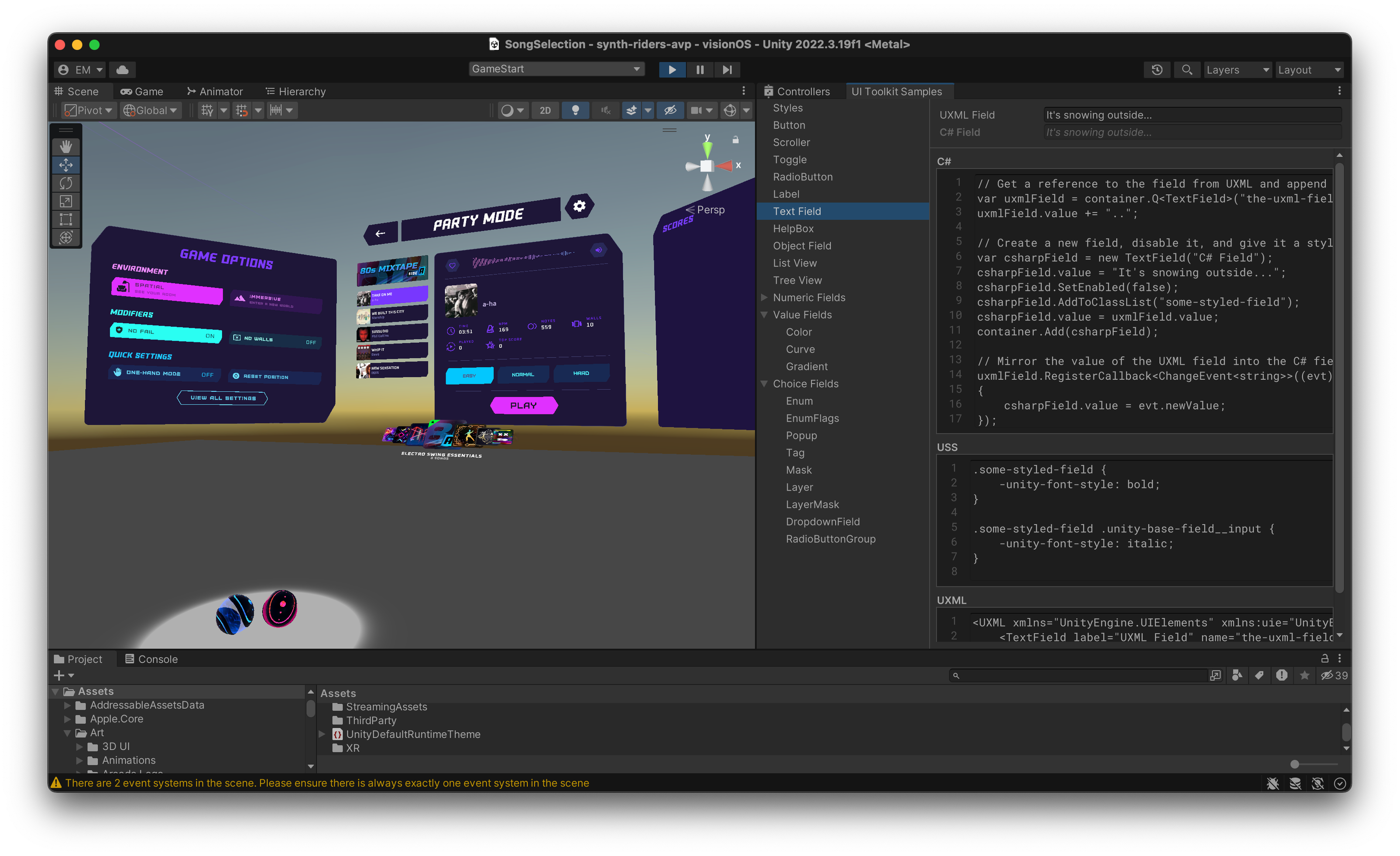 In-Editor shot of the Kluge Interactive team working on the party mode UI