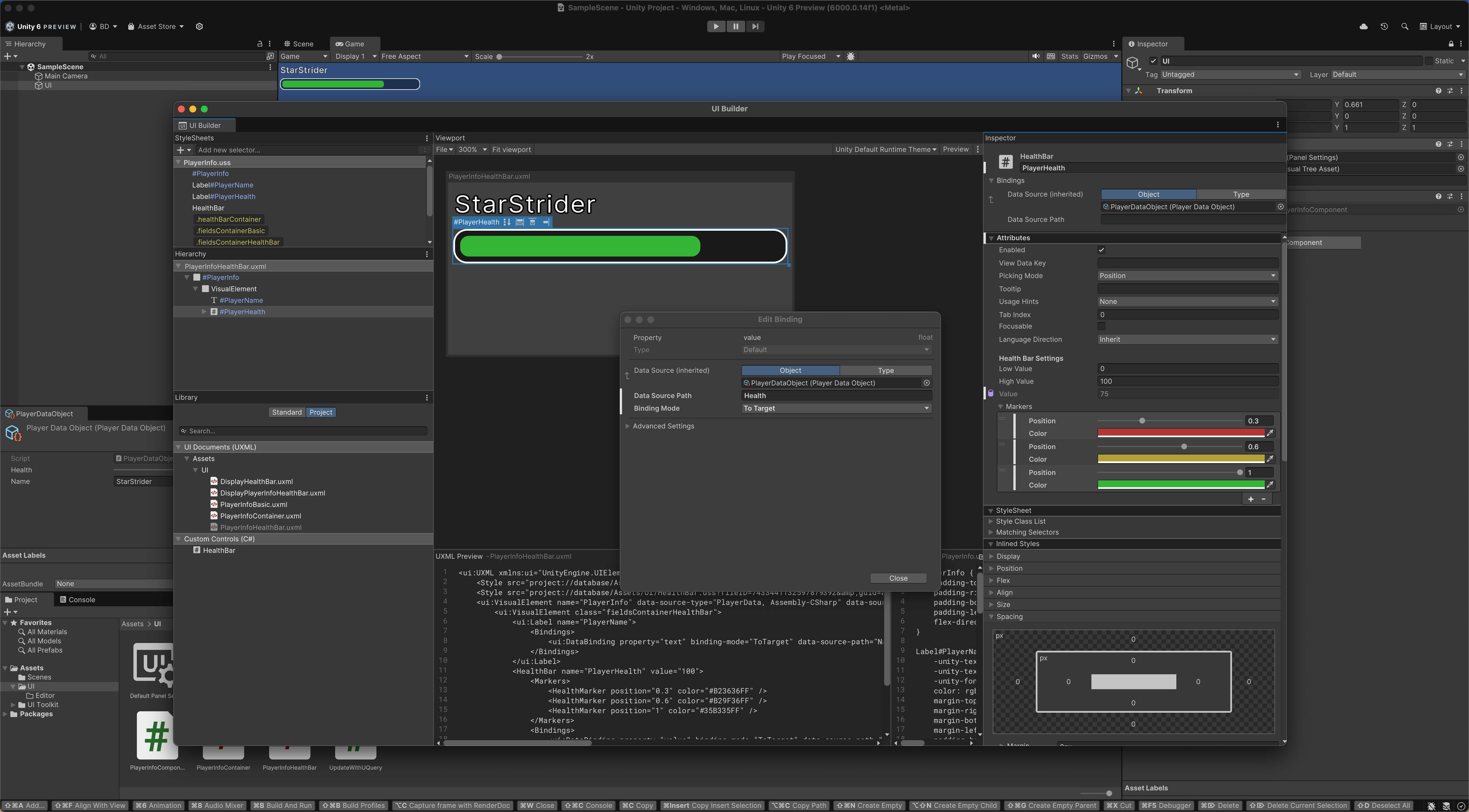 Configuring runtime data binding from the UI Builder
